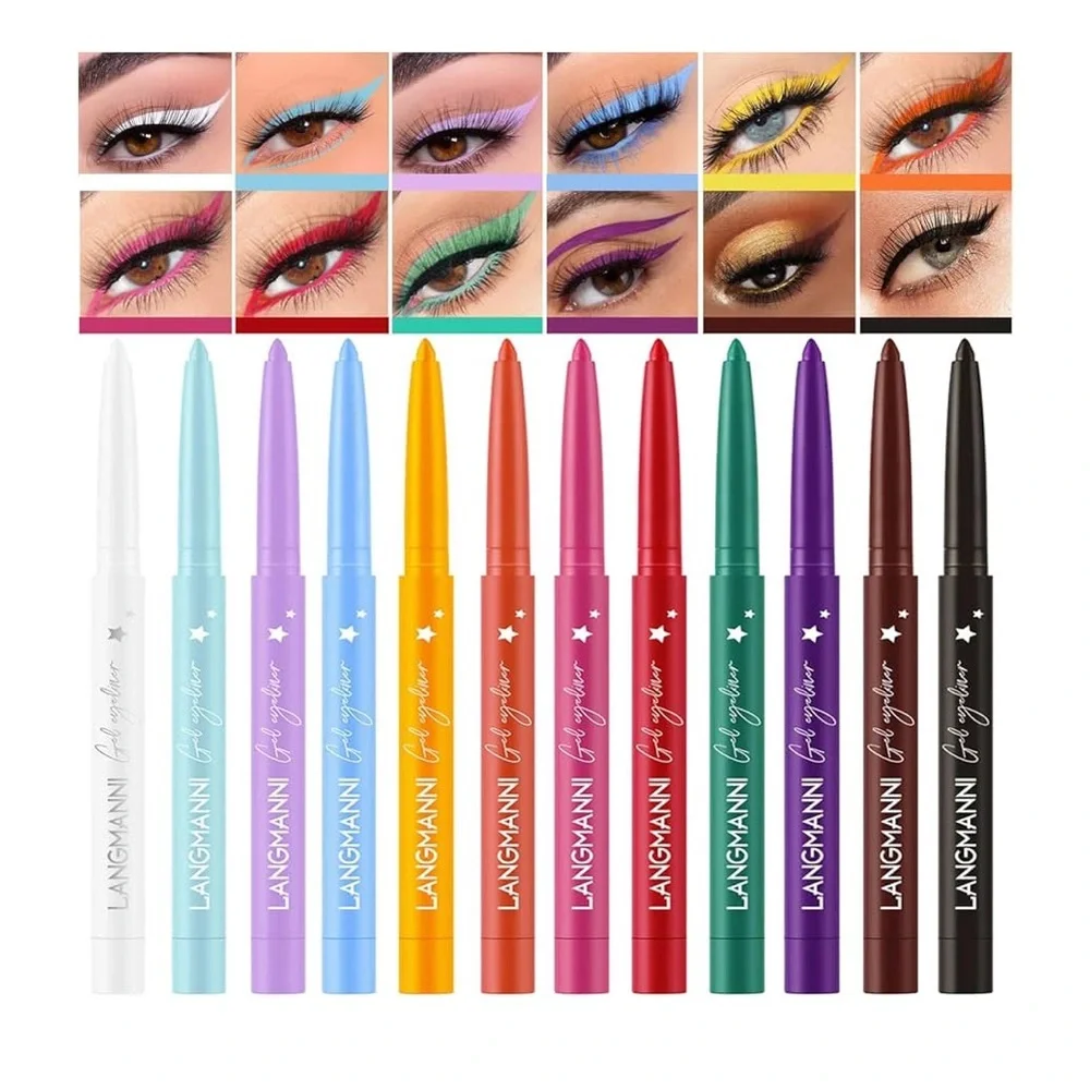 - 12 Colors Eyeliner Set - Matte Colored Gel Eyeliner Pencils, Waterproof
